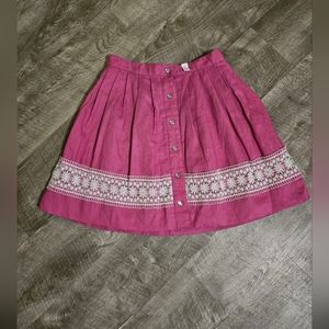 Girls Pink Linen Children's Place Skirt with Sparkle Buttons and Lace Size 6X/7